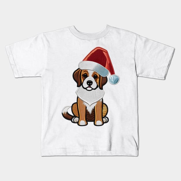 A Cute Chirstmas Dog Kids T-Shirt by HappyDigitalPOD